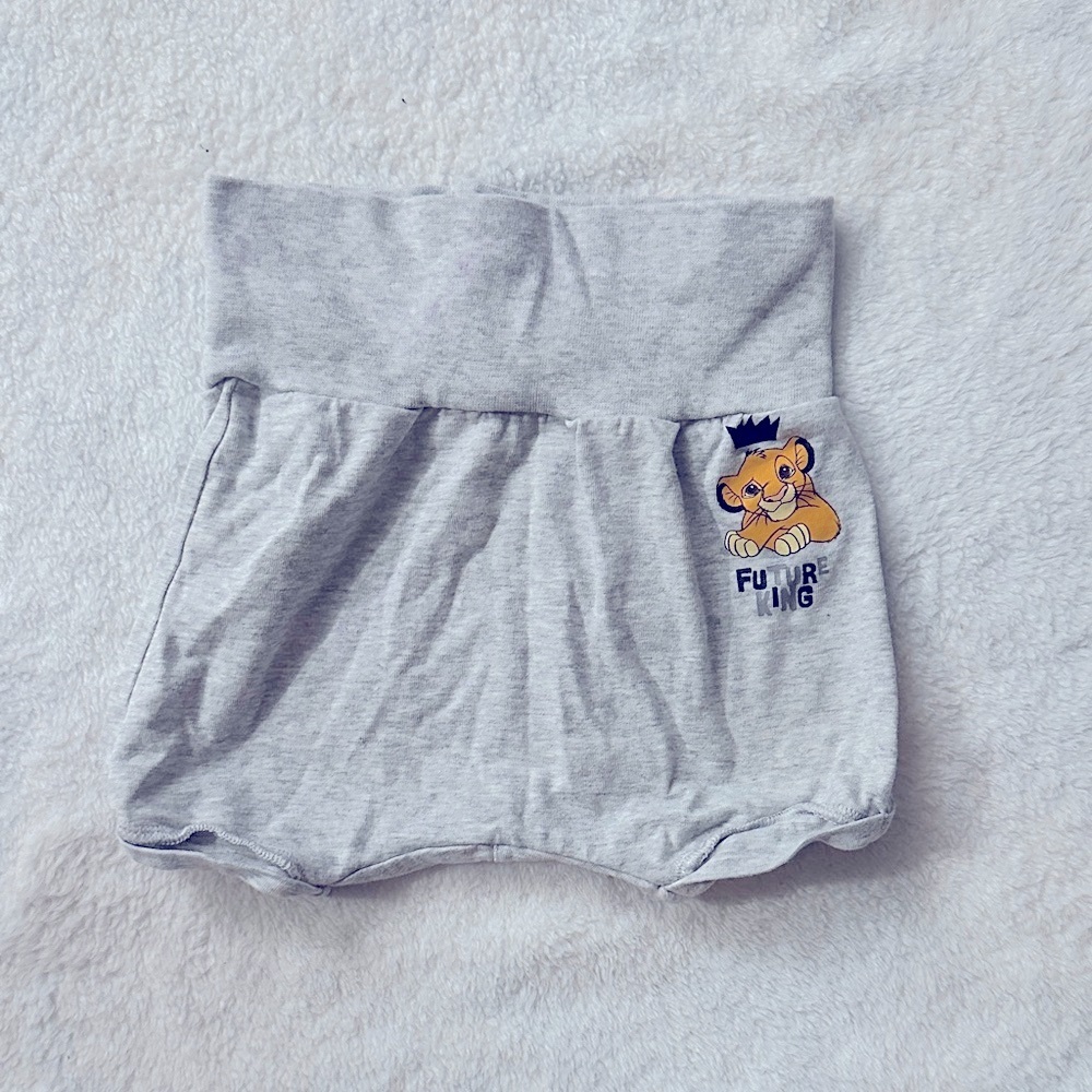 H&M Gray Diaper Cover Shorts Lion SIZE 2-4 MONTHS Infant Heather Grey Stretch